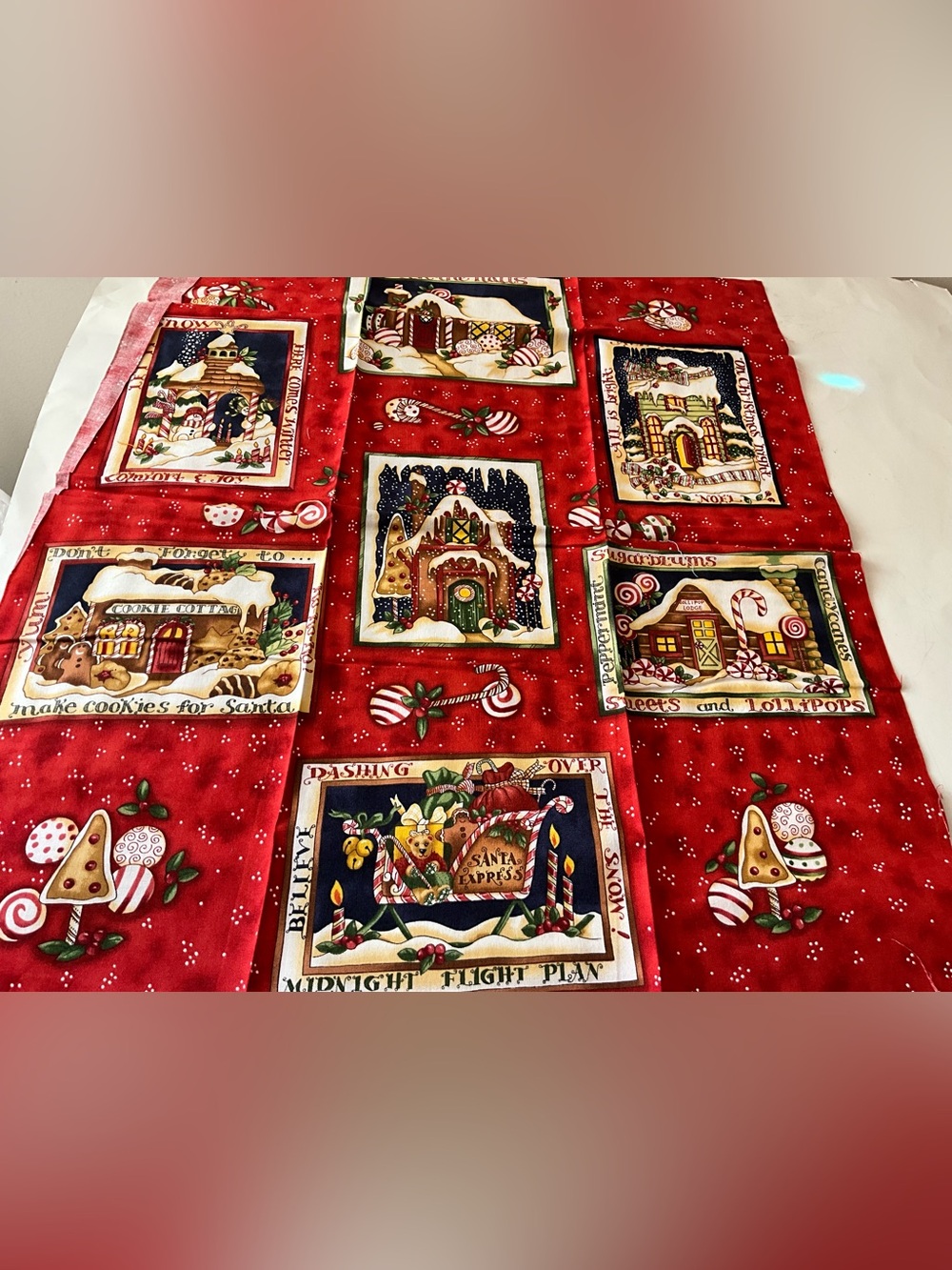 Quilting Sewing Panels Clothworks Christmas Holiday Cotton Fabric Red Multi